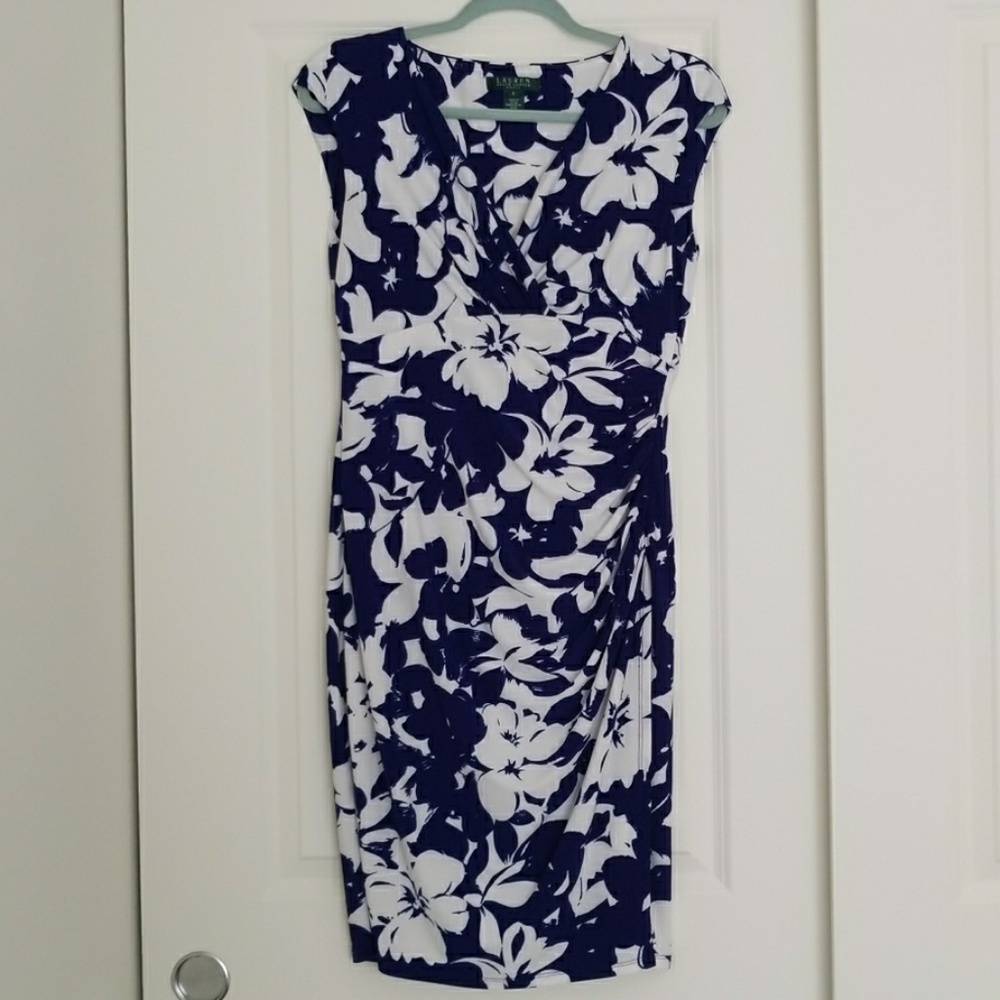 Ralph Lauren white purple dress